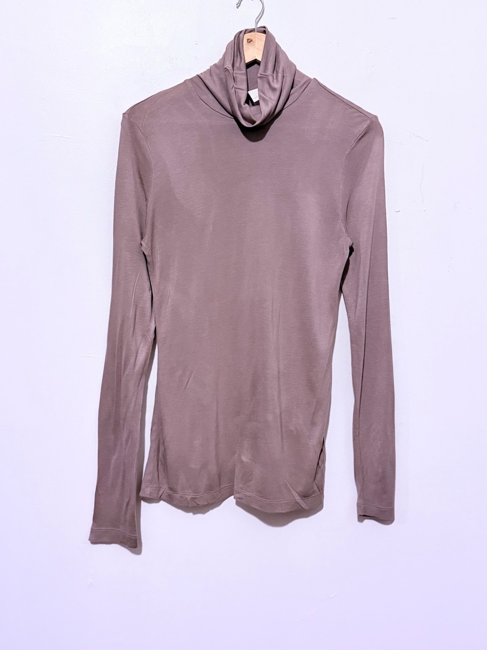 H&M Women's Taupe Cowl-Neck Long Sleeve Top